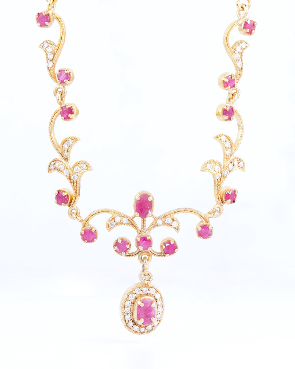 Vintage Collier aus vergoldetem Silber mit Turmalinen im Jugendstil-Design