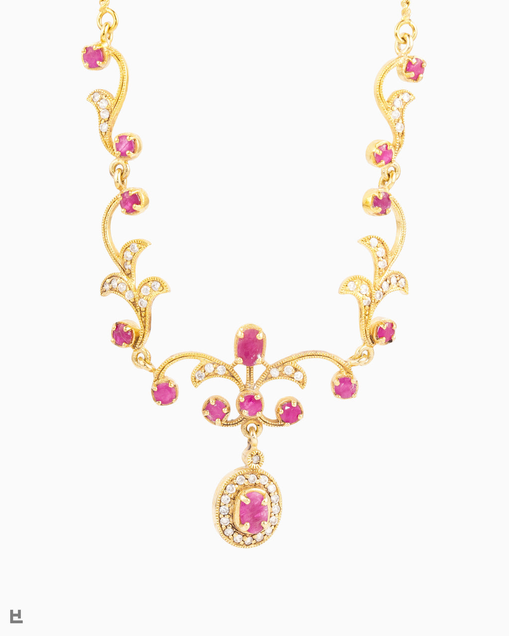 Vintage Verguld Zilveren Collier met Toermalijnen in Art Nouveau Design