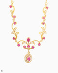 Vintage Verguld Zilveren Collier met Toermalijnen in Art Nouveau Design