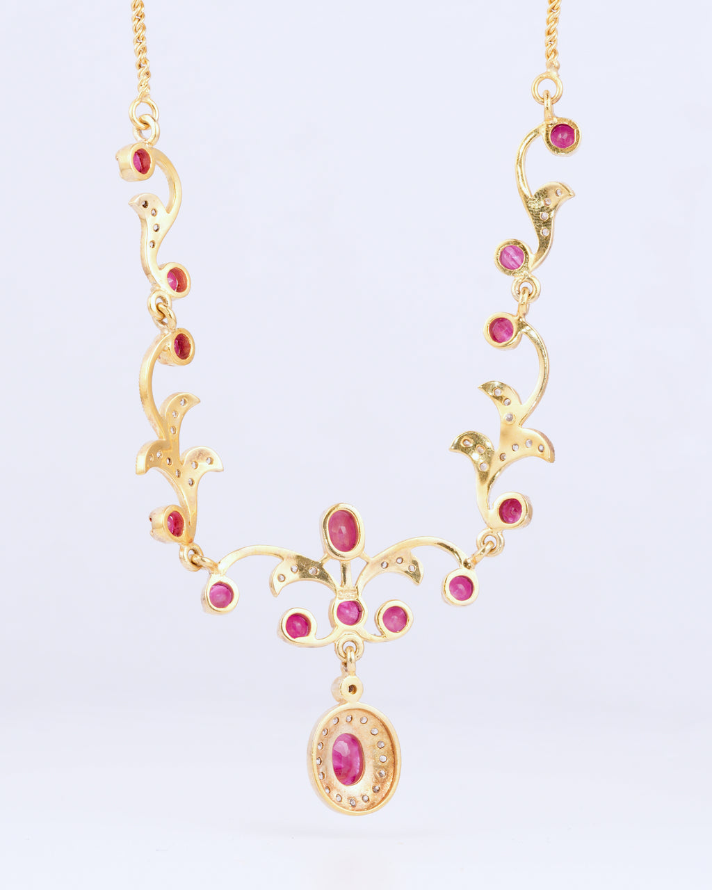 Vintage Collier aus vergoldetem Silber mit Turmalinen im Jugendstil-Design