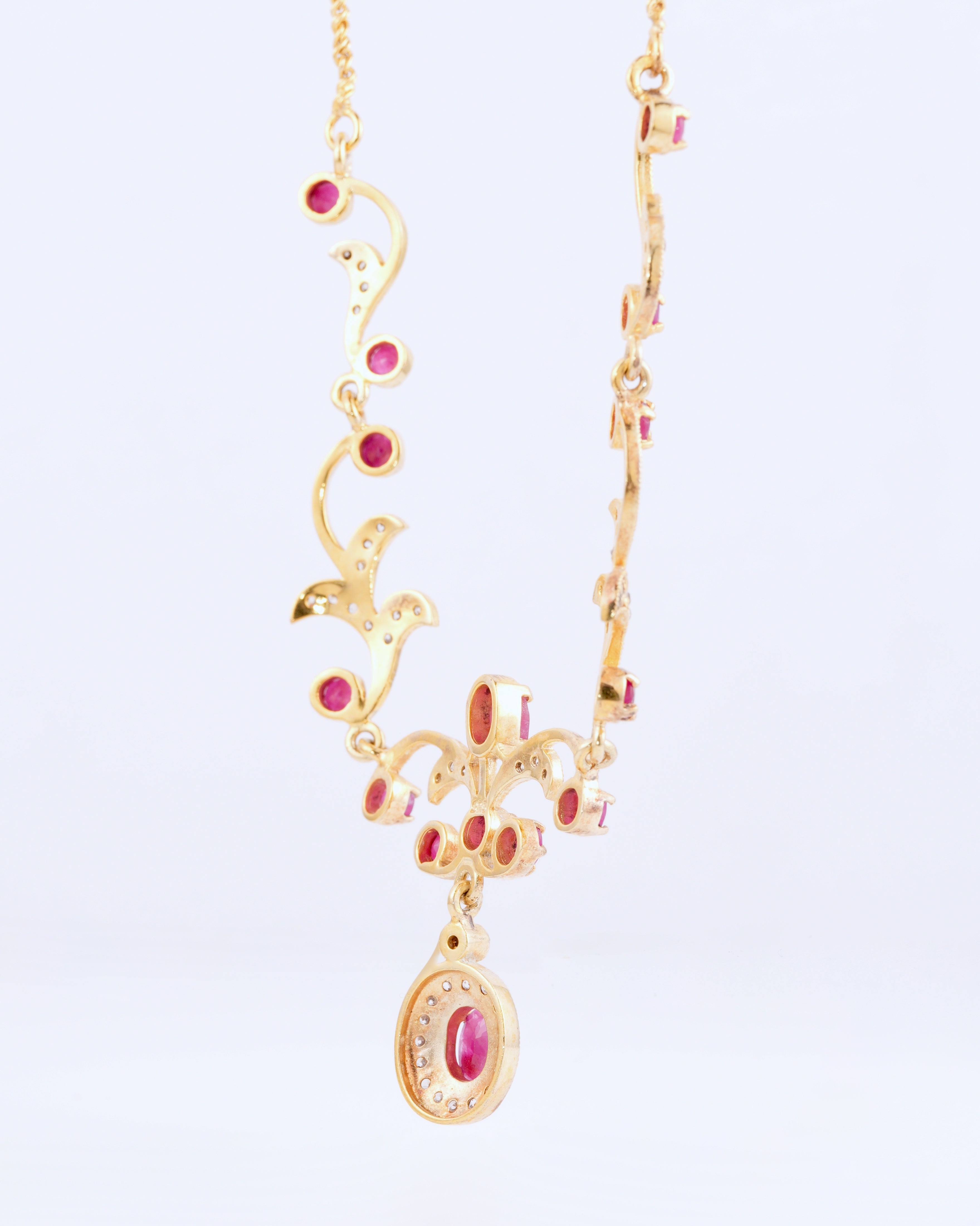 Vintage Collier aus vergoldetem Silber mit Turmalinen im Jugendstil-Design
