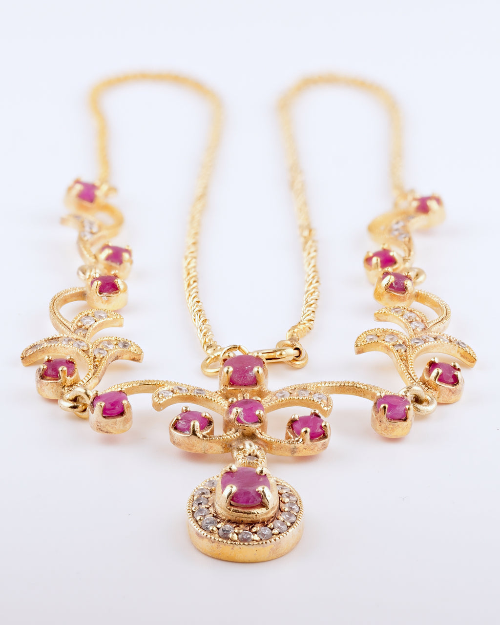 Vintage Collier aus vergoldetem Silber mit Turmalinen im Jugendstil-Design