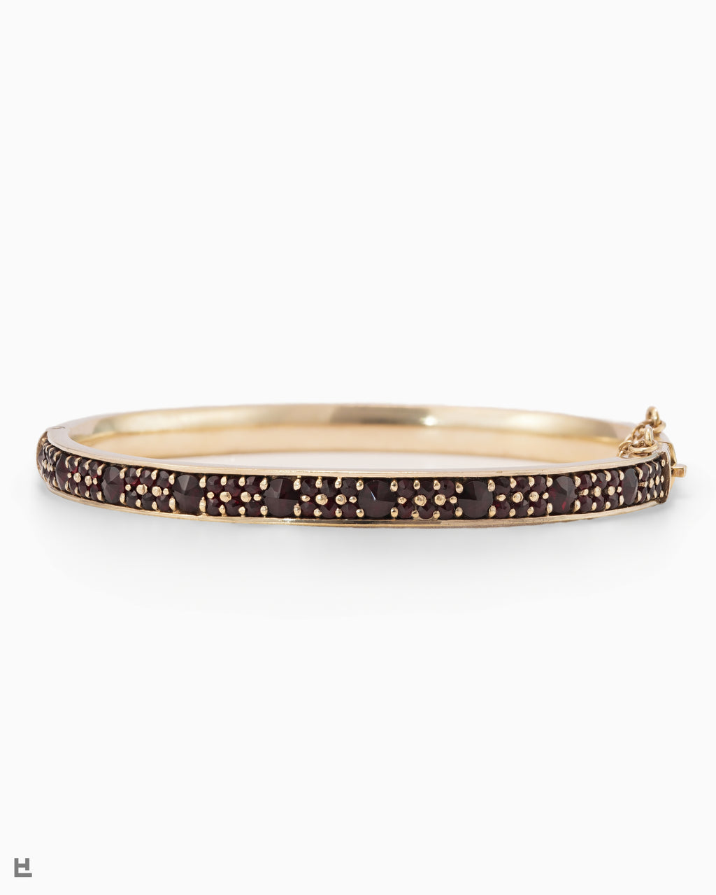 High-Quality Vintage Bangle Bracelet Deep Red Bohemian Garnets