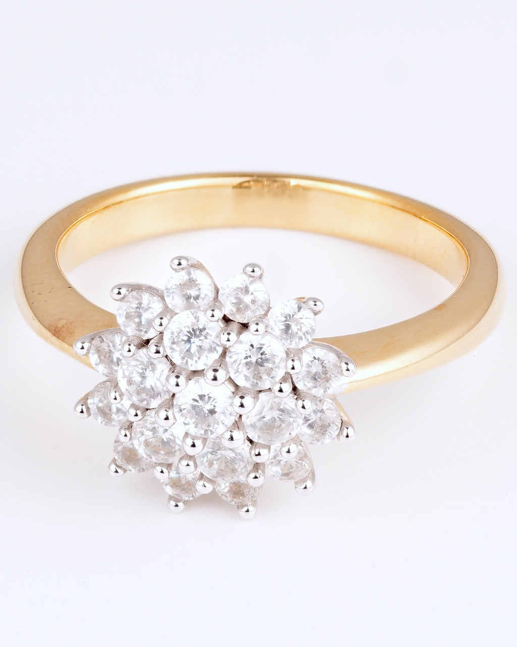 Vintage Marguerite Ring in 925 Silver with Elegant Two-Tone Design