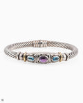 Statement Armspange Kordel Design mit Amethyst und Blautopas
