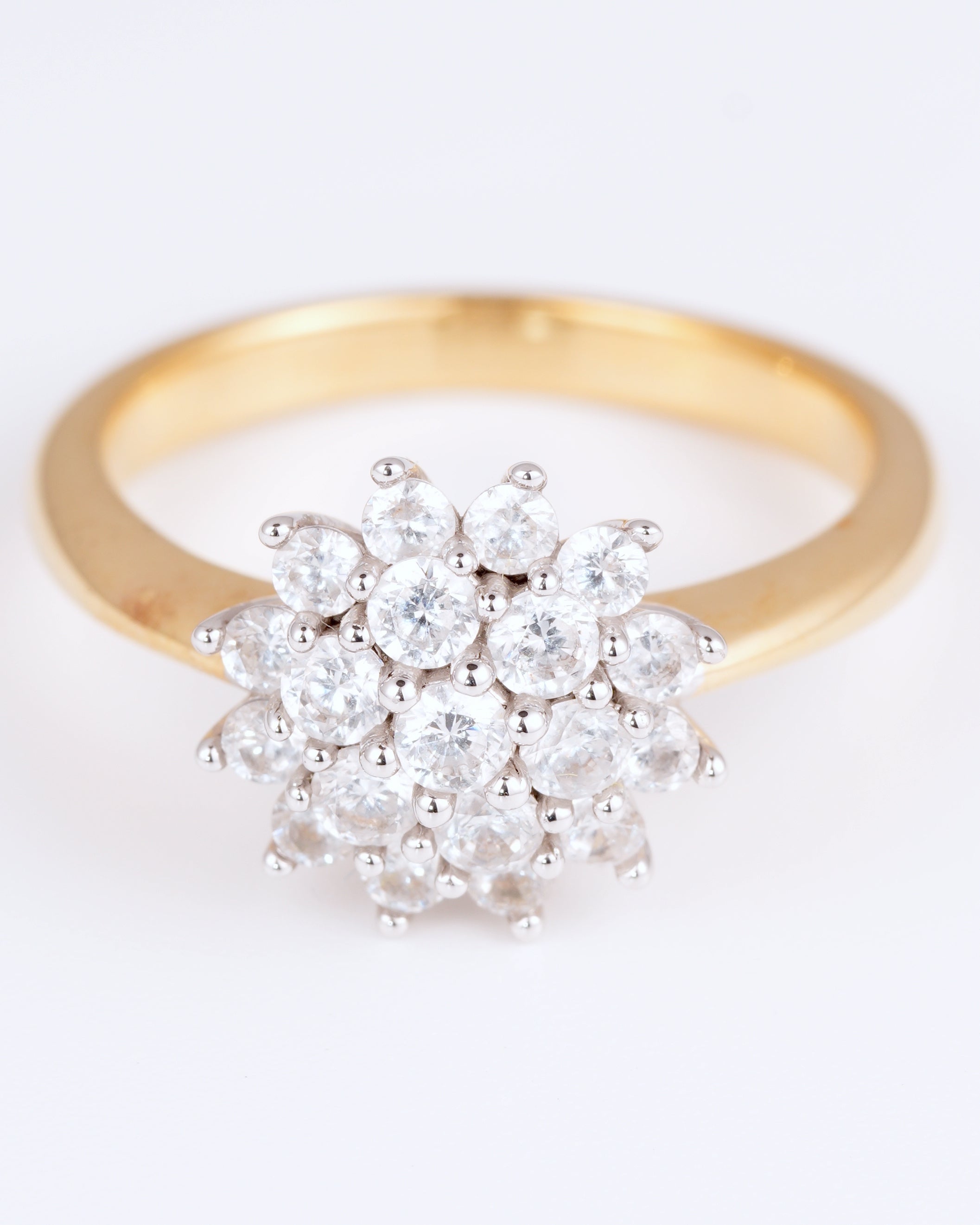 Vintage Marguerite-Ring aus 925 Silber im eleganten Bicolor-Design