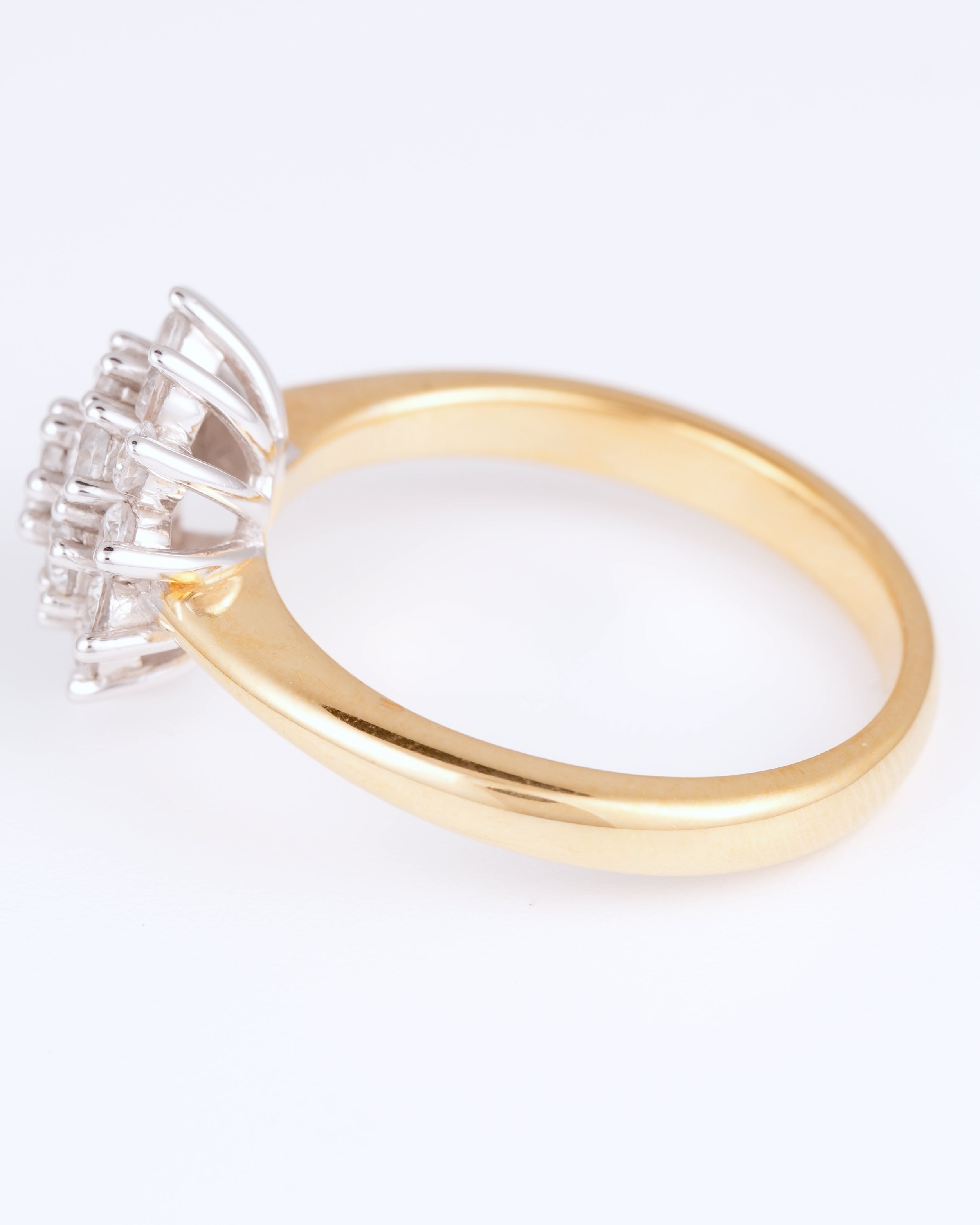Vintage Marguerite-Ring aus 925 Silber im eleganten Bicolor-Design