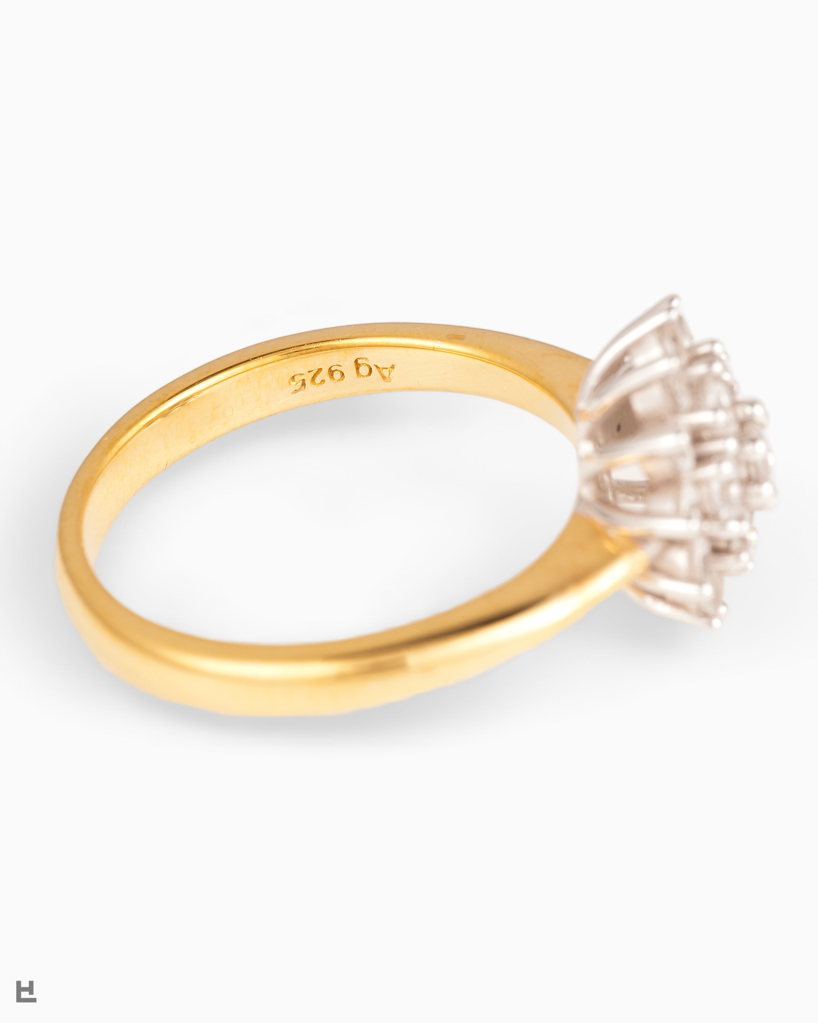 Bague Marguerite Vintage en Argent 925, Design Bicolore Élégant
