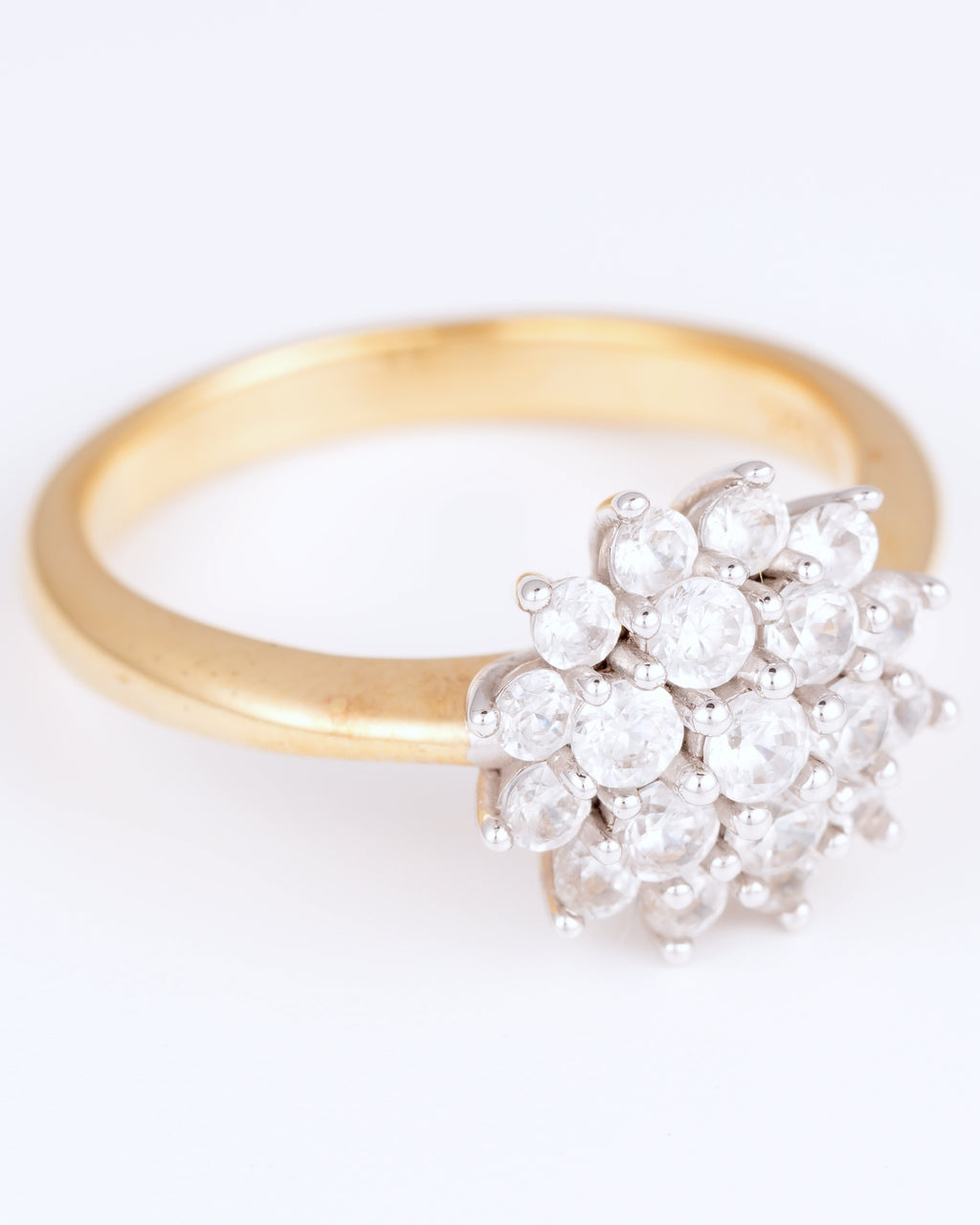 Vintage Marguerite Ring in 925 Silver with Elegant Two-Tone Design