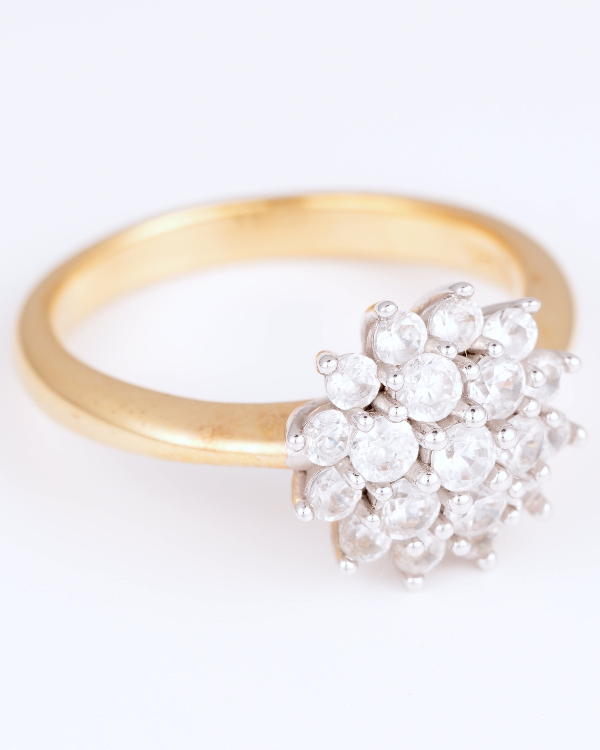 Vintage Marguerite-Ring aus 925 Silber im eleganten Bicolor-Design