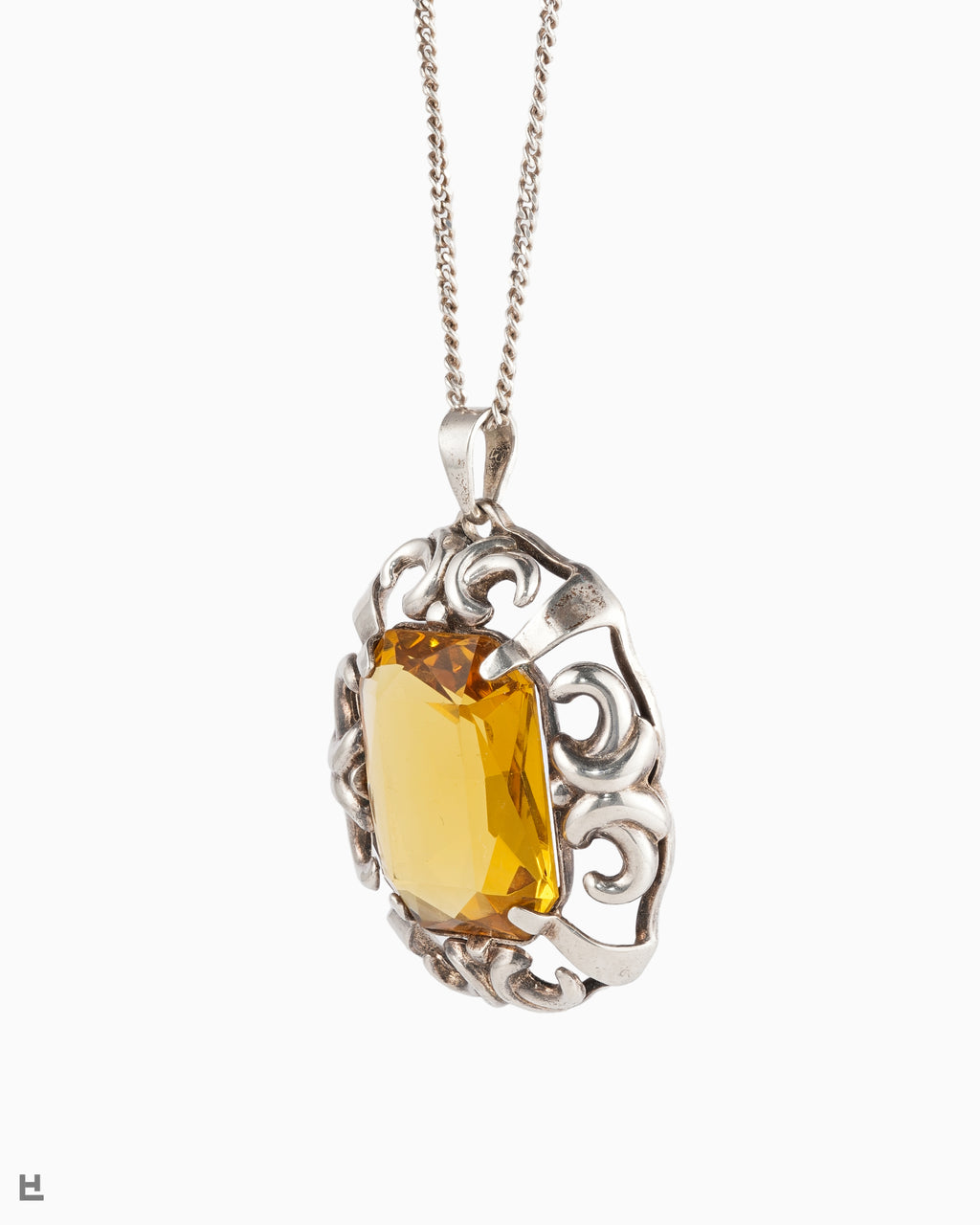 Collier Vintage avec Pendentif Citrine Lumineuse