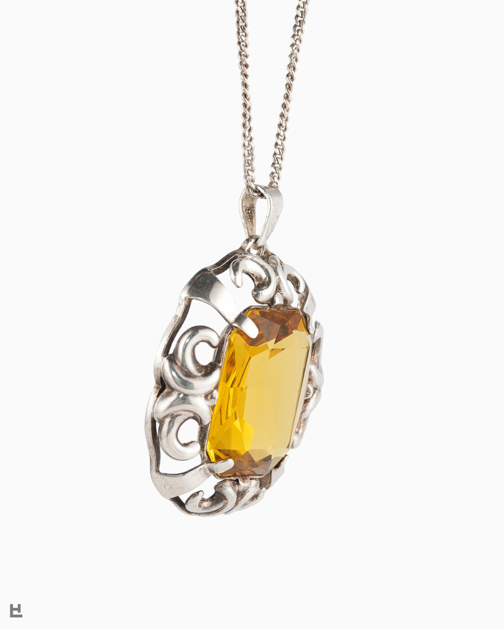 Collier Vintage avec Pendentif Citrine Lumineuse