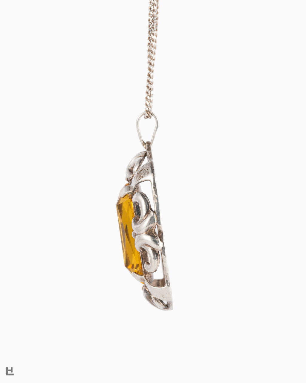 Collier Vintage avec Pendentif Citrine Lumineuse