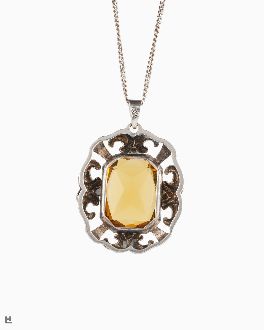 Collier Vintage avec Pendentif Citrine Lumineuse