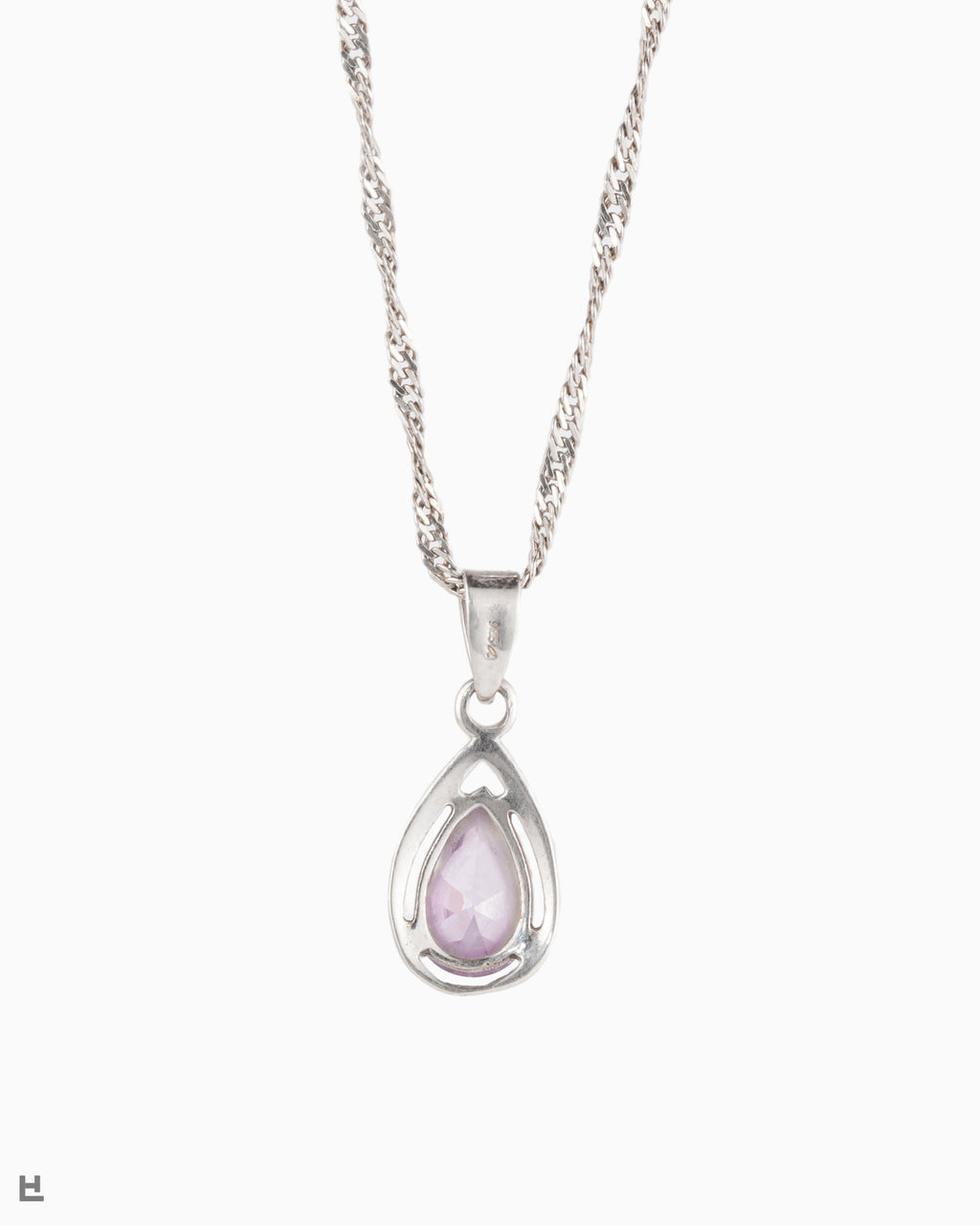 Elegante Collar Plata Vintage Colgante Gota Morado