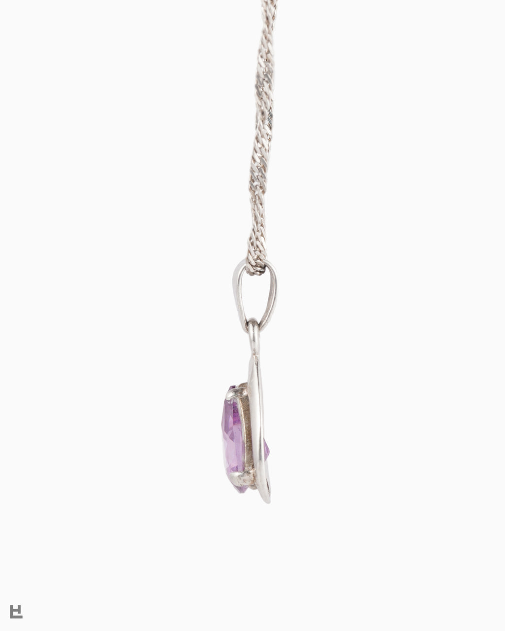 Elegante Collar Plata Vintage Colgante Gota Morado