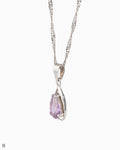Elegante Collar Plata Vintage Colgante Gota Morado