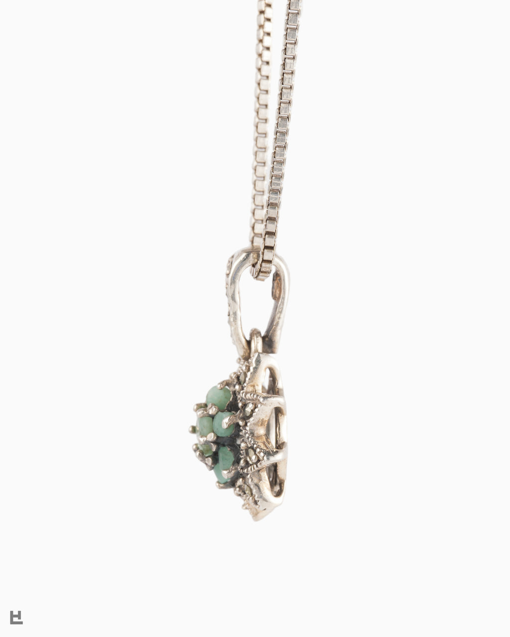 Collana Vintage con Rosetta Floreale a Stella e Smeraldo
