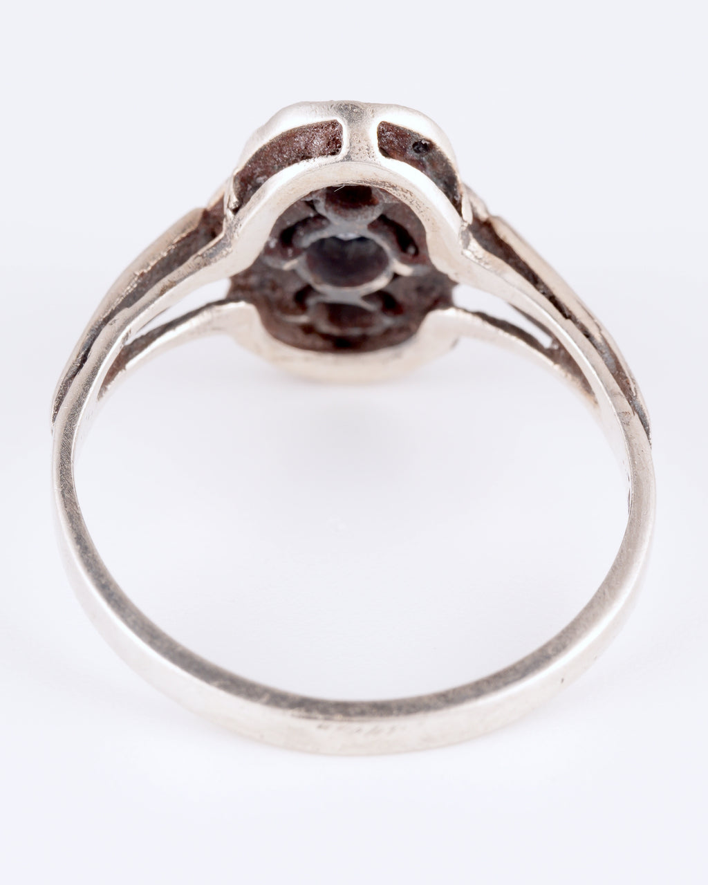 Silberring im Art-Deco-Stil mit hellblauen Steinen und Markasiten