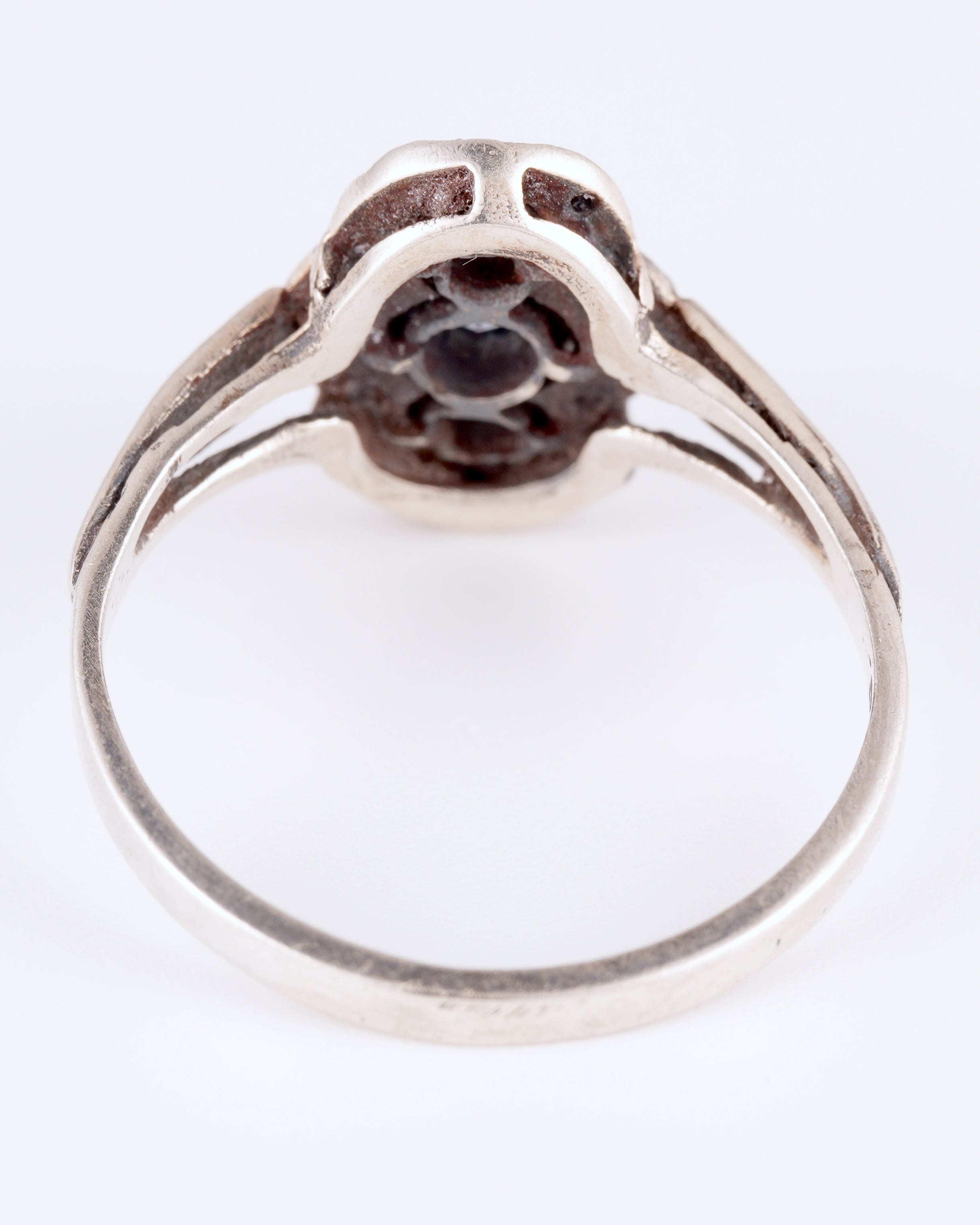 Silberring im Art-Deco-Stil mit hellblauen Steinen und Markasiten