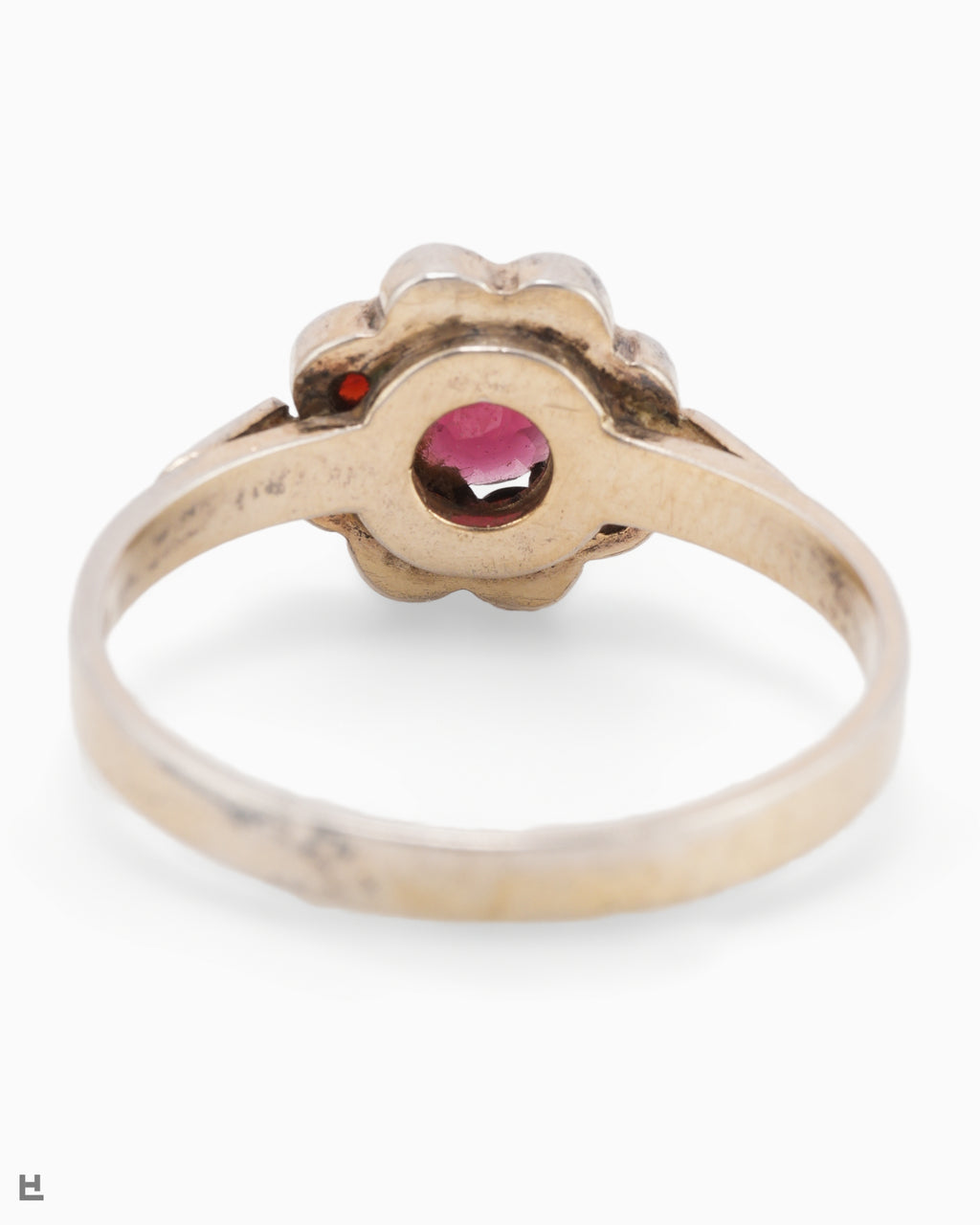 Vintage Ring in Blütenform mit böhmischen Granaten