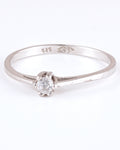 Filigree Silver Solitaire Ring with Clear Stone