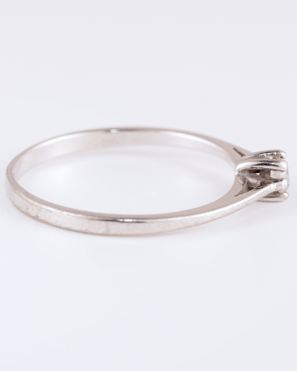 Filigree Silver Solitaire Ring with Clear Stone
