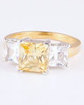 Glamour Anillo Trilogy in Argento Placcato Oro & Pietra Gialla Brillante