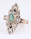 Antiker Edwardian Statement-Ring mit Smaragd und Diamanten