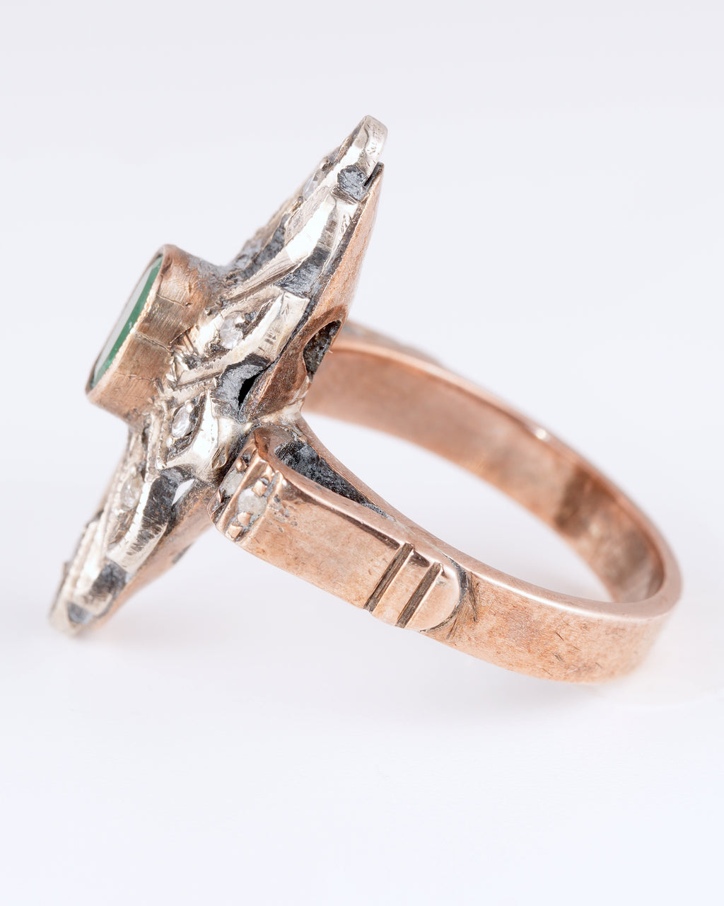 Antiker Edwardian Statement-Ring mit Smaragd und Diamanten