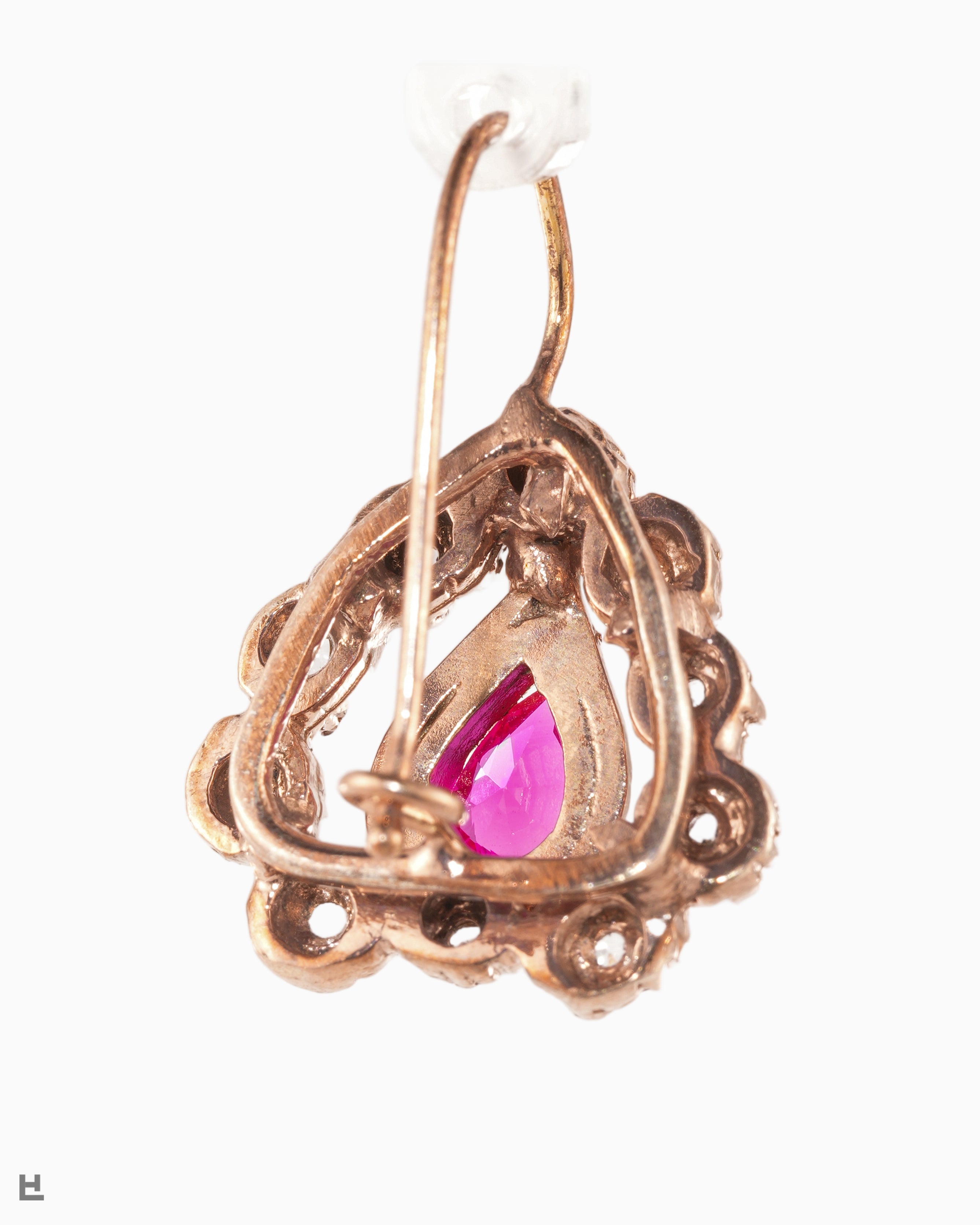 Antique Victorian Drop Earrings with Rubies and Aquamarines