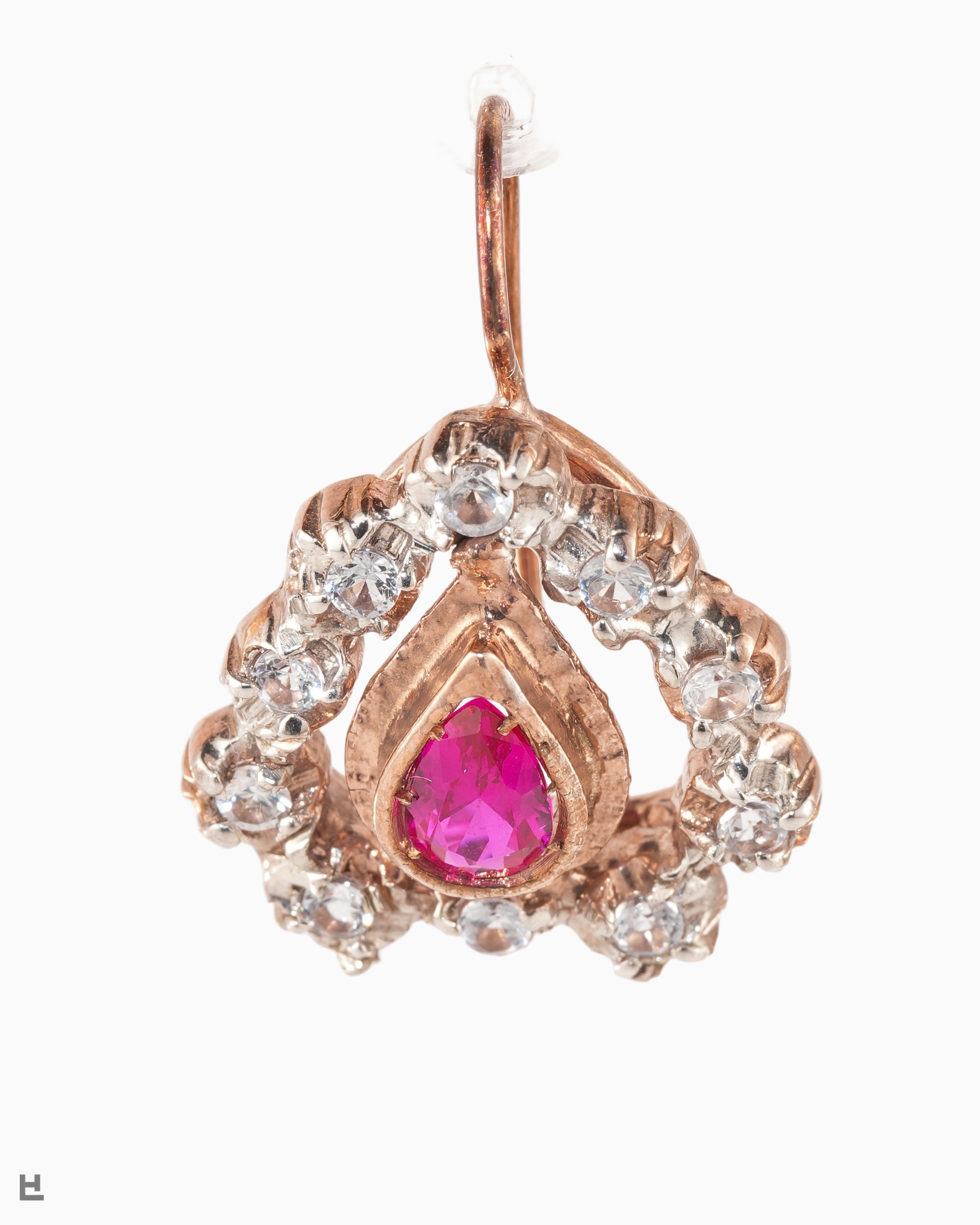 Antique Victorian Drop Earrings with Rubies and Aquamarines