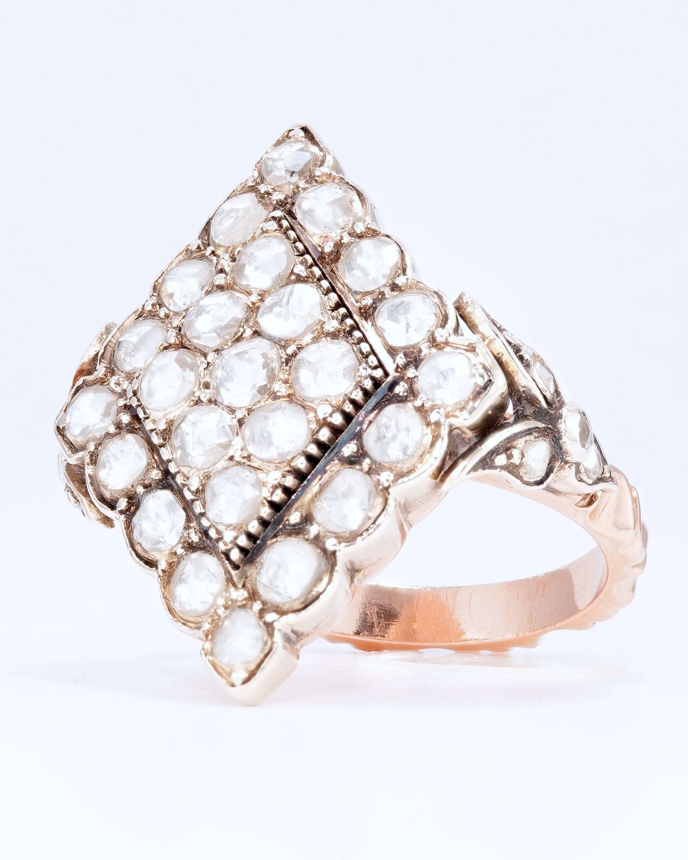 Opulenter Vintage Statement-Ring mit Rosenschliff-Diamanten
