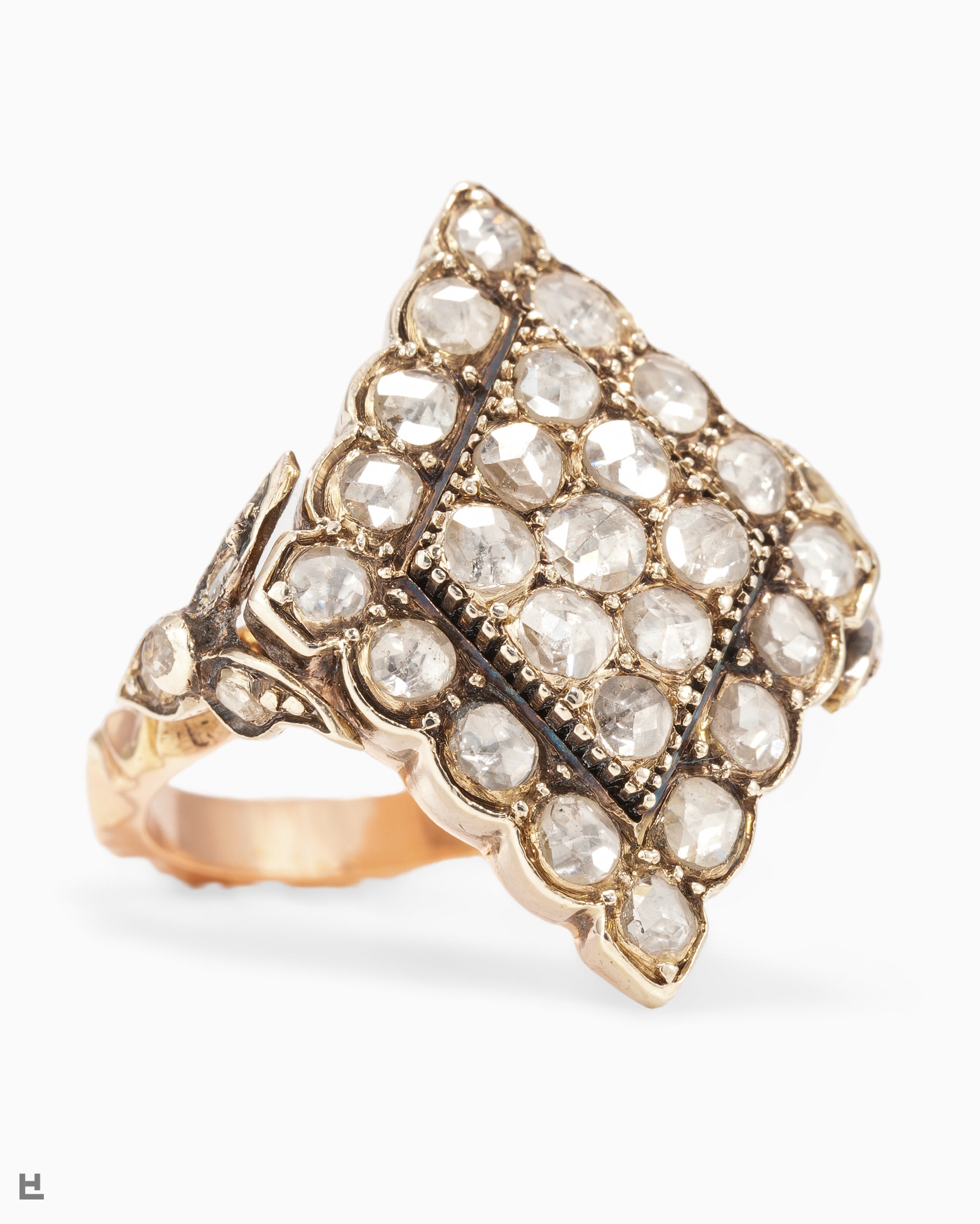 Opulenter Vintage Statement-Ring mit Rosenschliff-Diamanten